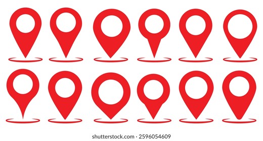 Location icon set. Flat icon set of location and map pins. Map pin place marker. Location pointer  symbol in flat style. red map pin icon set. location map pin icon set. vector illustration eps888