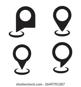 Location icon set. Flat icon set of location and map pins. Map pin place marker. Location pointer icon symbol in flat style. Position symbol. Point illustration sign collection.