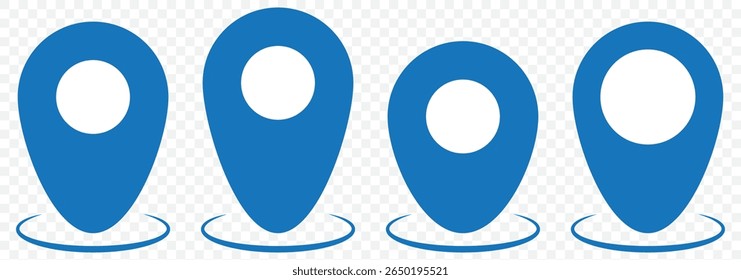 Location icon set. Flat icon set of location and map pins. Map pin place marker. Location pointer icon symbol in flat style. Position symbol. Point illustration sign collection on Transparent. EPS 10.