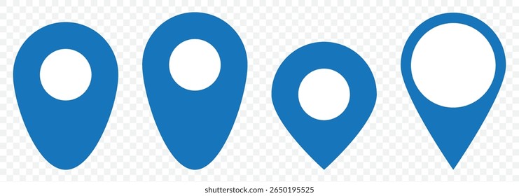 Location icon set. Flat icon set of location and map pins. Map pin place marker. Location pointer icon symbol in flat style. Position symbol. Point illustration sign collection on Transparent. EPS 10.