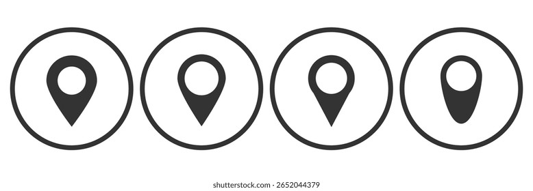 Location icon set. Flat icon set of location and map pins. Map pin place marker. Location pointer icon symbol in flat style. Position symbol. Point illustration sign collection. Map pin icon set. 