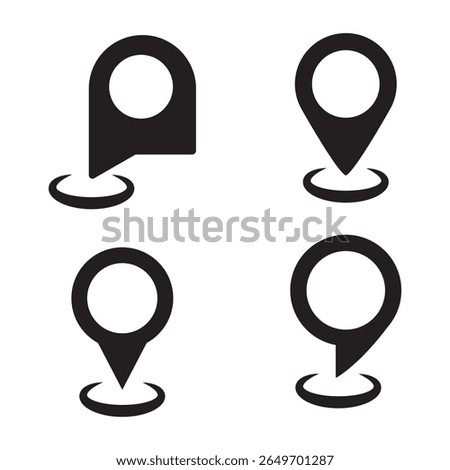 Location icon set. Flat icon set of location and map pins. Map pin place marker. Location pointer icon symbol in flat style. Position symbol. Point illustration sign collection.