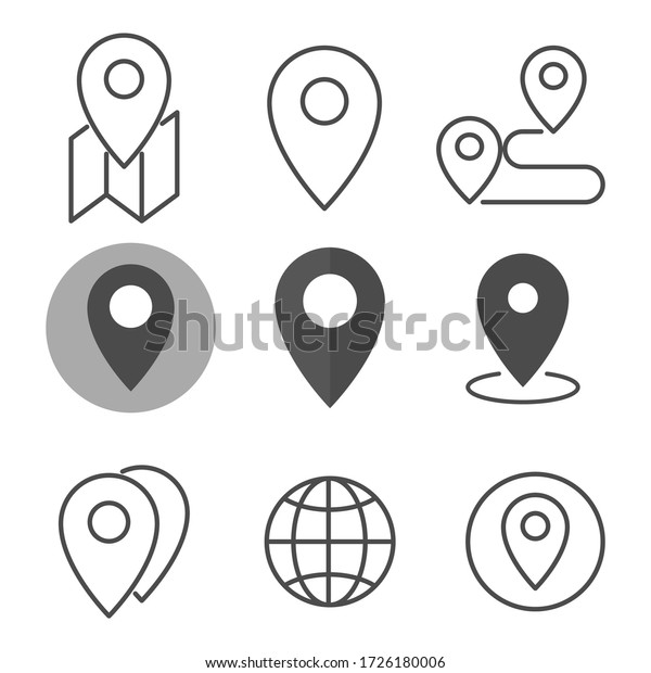 Location Icon Set Flat Style Isolated 库存矢量图（免版税）1726180006 | Shutterstock