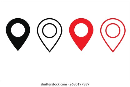 Location icon set. Gps navigation marker. Map pointer symbol
