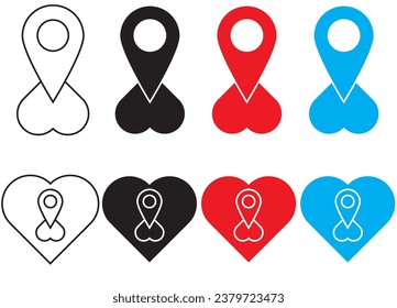 location icon set, icon set, set of location icons, collection of location icons 