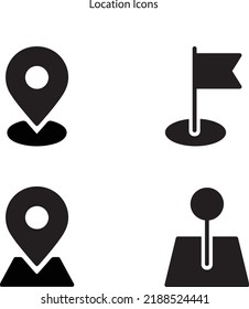Location icon set isolated on white background. Location icon in trendy design style for web site and mobile app. Location vector icon modern and simple symbol. 