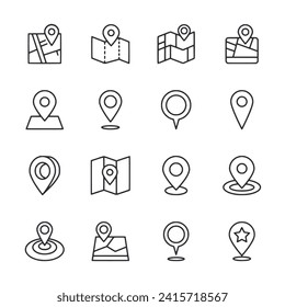 Location icon set isolated on white