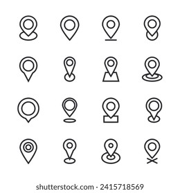 Location icon set isolated on white