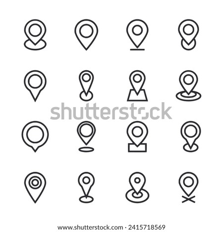 Location icon set isolated on white