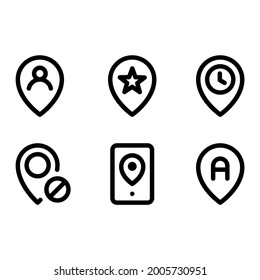 Location icon set with line style perfect for web, logos, games, apps and presentation templates. 