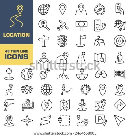 Location icon set. Linear style.