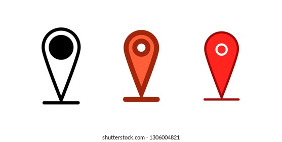 Location icon set, map pin vector collection