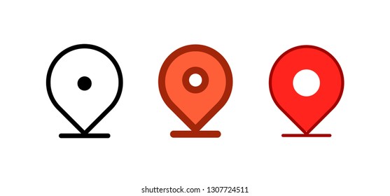 Location icon set, map pin vector collection