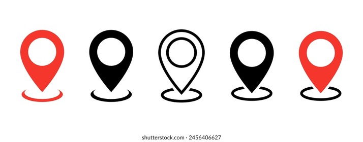 Location icon set, Map pin place marker. location pointer icon symbol in flat style. Location pin line icon, Navigation sign