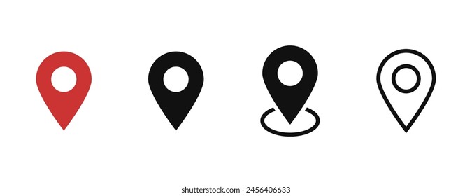 Location icon set, Map pin place marker. location pointer icon symbol in flat style. Location pin line icon, Navigation sign
