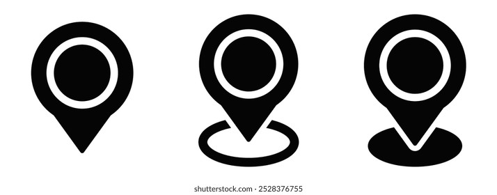 Conjunto de iconos de Locación, marcador de lugar de pin de mapa. símbolo de icono de puntero de ubicación en conjunto de estilo plano