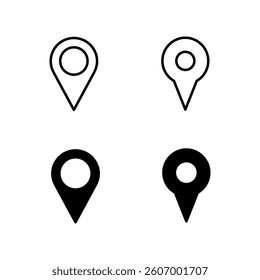 Location icon set. Map pin icon set. Address icon.