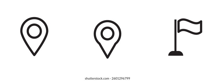 location icon set map pointer pin sign symbol red black outline destination icon place address navigation locator sign vector illustration