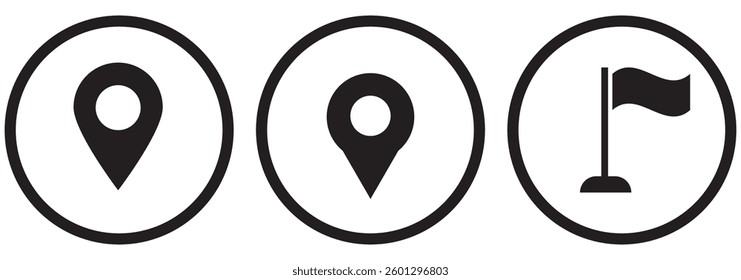 location icon set map pointer pin sign symbol red black outline destination icon place address navigation locator sign vector illustration