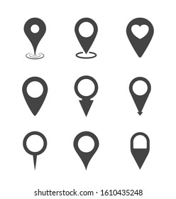 Location icon set. Set of map pointers.