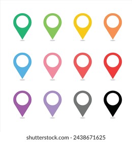 Location icon set. Set of map pointers. Destination icon. Place position vector symbol. Gps map pin line icon. Navigation pointer pin sign for apps and websites.