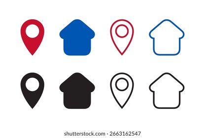 Location icon set. Modern map markers