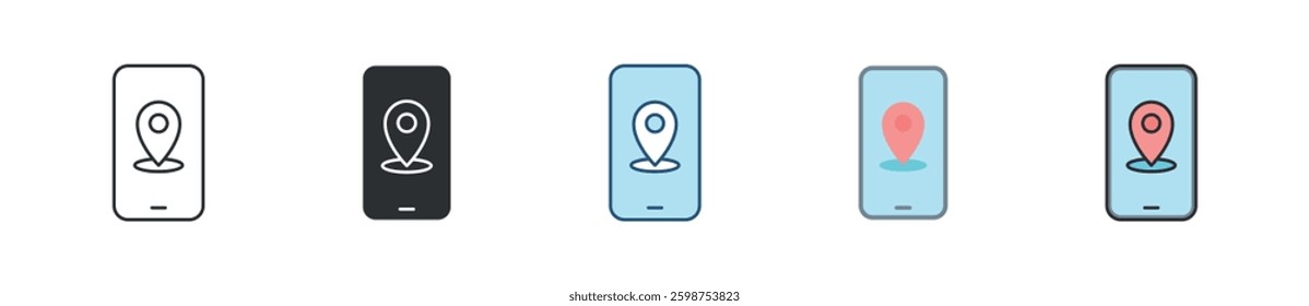 Location Icon Set Multiple Style Collection