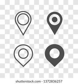 Location icon set on transparent background - vector