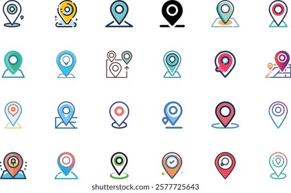 Location icon set on white
