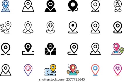 Location icon set on white