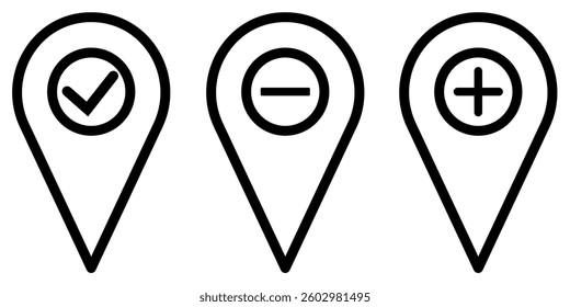 Location icon set. location icon outline design. Map marker pointer icon set. Set of icons Location Pin
