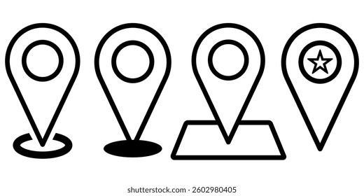 Location icon Set, outline designs. Modern map markers. Search map icon