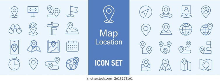 Location icon set. Location pin icon. map pin icon.  location pointer icon symbol in flat style