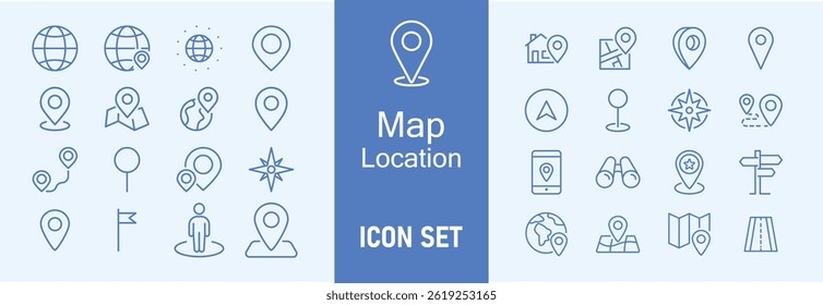 Location icon set. Location pin icon. map pin icon.  location pointer icon symbol in flat style