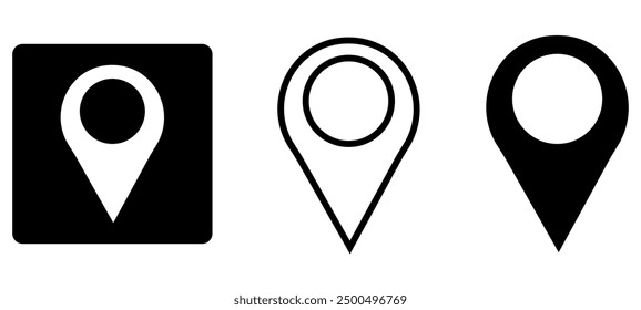 Location icon set. Place position vector symbol. Gps map pin line icon. Navigation pointer pin icons for apps and websites.