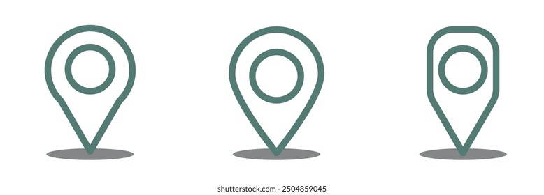 Location icon set. Place position vector symbol. Gps map pin line icon. Navigation pointer pin sign for apps and websites.