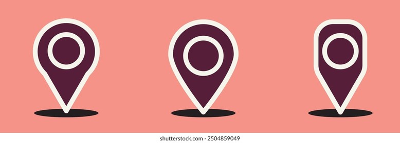 Location icon set. Place position vector symbol. Gps map pin line icon. Navigation pointer pin sign for apps and websites.