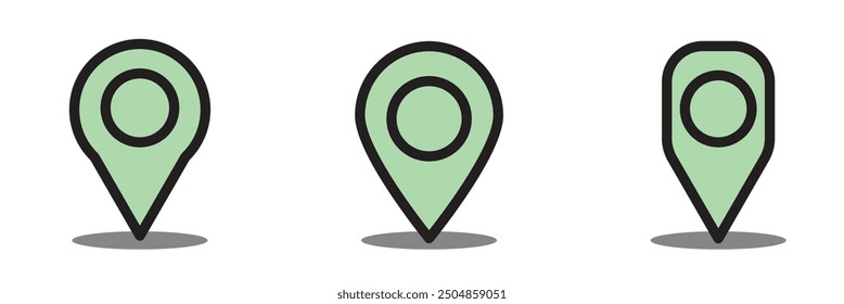 Location icon set. Place position vector symbol. Gps map pin line icon. Navigation pointer pin sign for apps and websites.