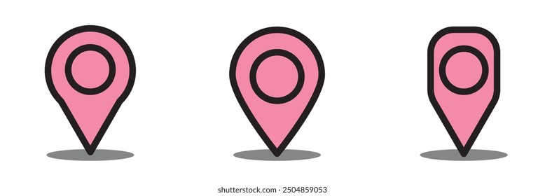 Location icon set. Place position vector symbol. Gps map pin line icon. Navigation pointer pin sign for apps and websites.