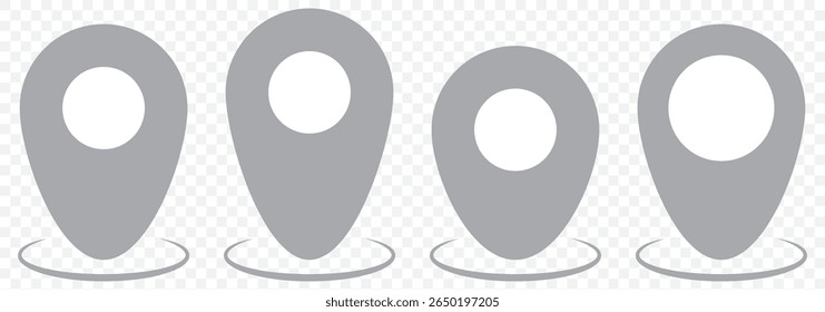 Location icon set. Place position vector symbol. GPS map pin line icon. Navigation pointer pin sign for apps and websites on Transparent Background. EPS 10.