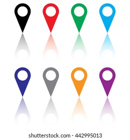 Location Icon Set With Reflection