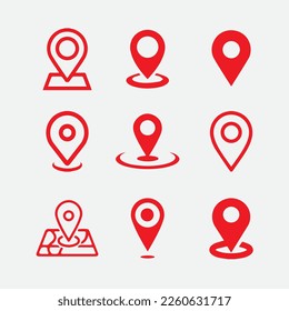 conjunto de iconos de ubicación con varias formas, vector