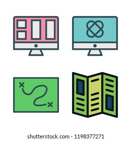 location icon set. vector set about map, monitor and road map icons set.