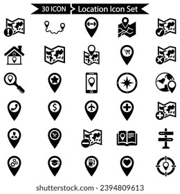 Location Icon set, Vector graphics 