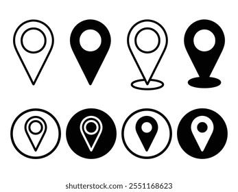 Location icon set vector illustration. Address pinpoint symbol. Location pin icon. Place icon of GPS map.