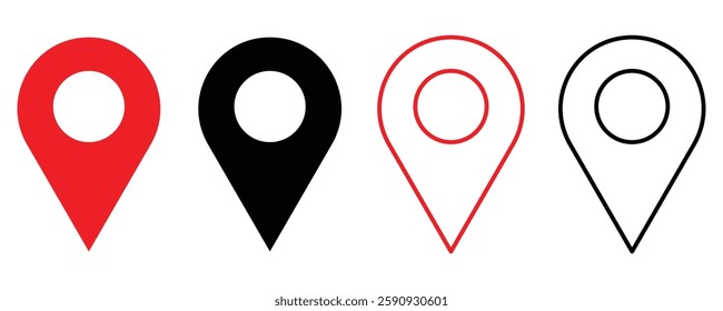 Location icon set vector. pin marker, map pin icon set vector on white background