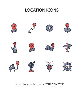 Location icon set.vector.Editable stroke.linear style sign for use web design,logo.Symbol illustration.