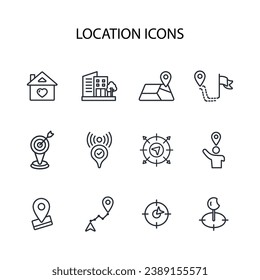 Location icon set.vector.Editable stroke.linear style sign for use web design,logo.Symbol illustration.
