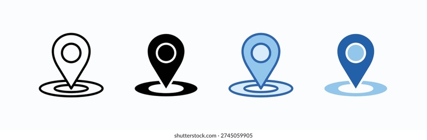 Location Icon Sheet Multiple Style Collection Isolated Vector