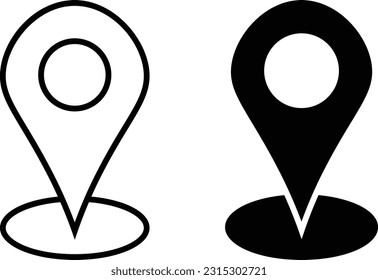 Location icon sheet, simple trendy flat style line and solid Isolated vector illustration on white background. For apps, logo, websites, symbol , UI, UX, graphic and web design. EPS 10.
